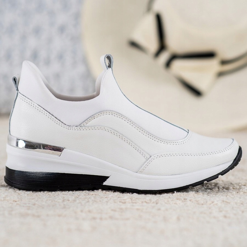 Zapatos sin cordones de piel VINCEZA blanco 2