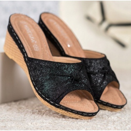 Pantuflas VINCEZA con purpurina elegantes negro 1