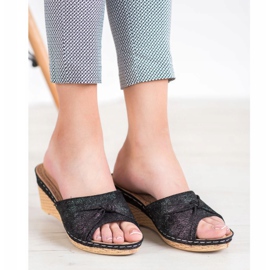 Pantuflas VINCEZA con purpurina elegantes negro 5