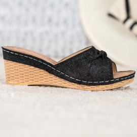 Pantuflas VINCEZA con purpurina elegantes negro 3