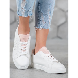 SHELOVET Zapatos blancos con aplicaciones de ante 4