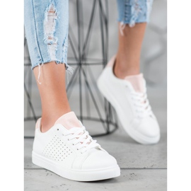 SHELOVET Zapatos blancos con aplicaciones de ante 1