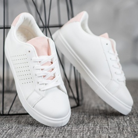 SHELOVET Zapatos blancos con aplicaciones de ante 2