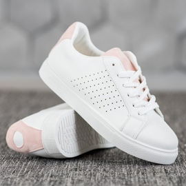 SHELOVET Zapatos blancos con aplicaciones de ante 3