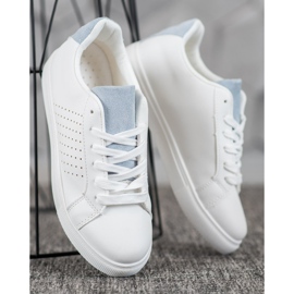 SHELOVET Zapatos blancos con aplicaciones de ante 3