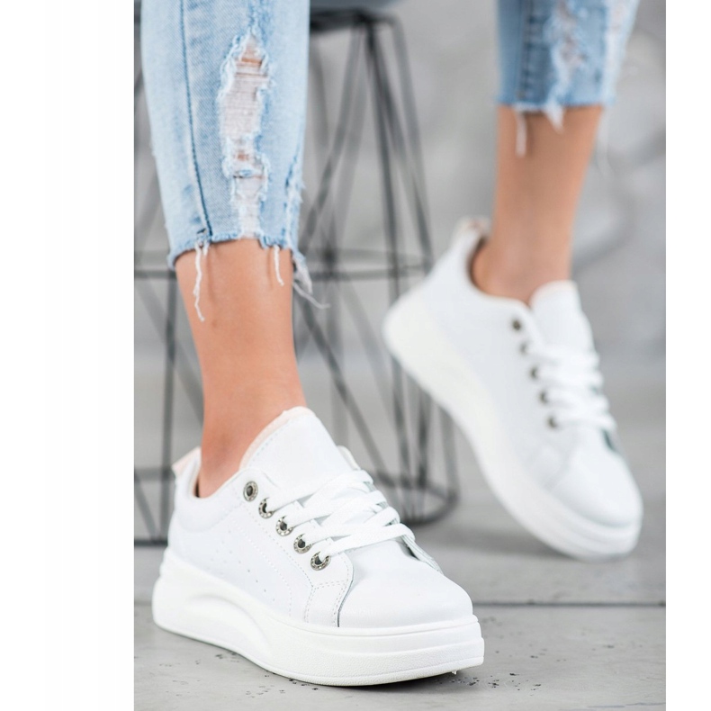 SHELOVET Zapatillas de moda en la plataforma blanco 1