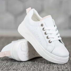 SHELOVET Zapatillas de moda en la plataforma blanco 3