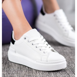 Renda Zapatillas blancas en la plataforma blanco 4