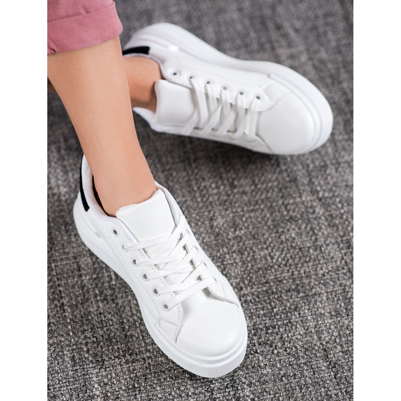 Renda Zapatillas blancas en la plataforma blanco 1