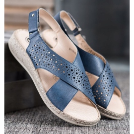 SHELOVET Cómodas sandalias de velcro azul 3