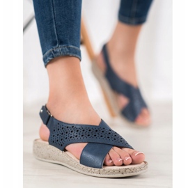 SHELOVET Cómodas sandalias de velcro azul 4