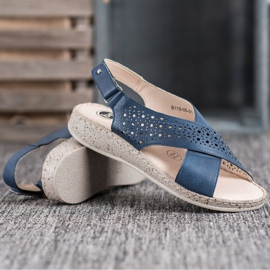 SHELOVET Cómodas sandalias de velcro azul 2