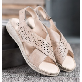 SHELOVET Cómodas sandalias de velcro marrón 3