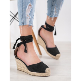 SHELOVET Alpargatas de cuña negro 4