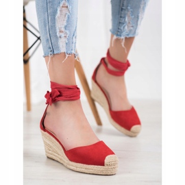 SHELOVET Alpargatas de cuña rojo 4