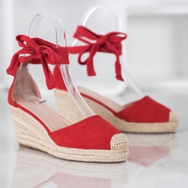SHELOVET Alpargatas de cuña rojo 3