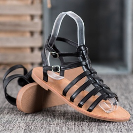 SHELOVET Sandalias romanas negras negro 4