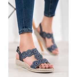 SHELOVET Sandalias elegantes en la plataforma azul 5