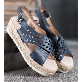 SHELOVET Sandalias alpargatas azul 2