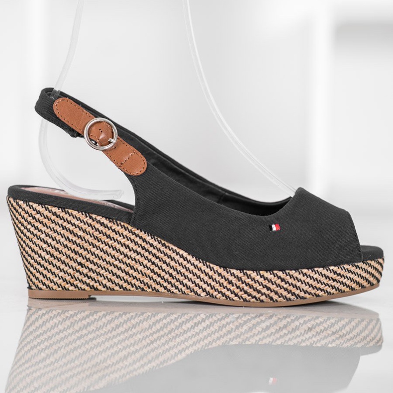 SHELOVET Sandalias de cuña clásicas negro 2