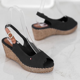 SHELOVET Sandalias de cuña clásicas negro 4