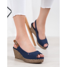 SHELOVET Sandalias de cuña clásicas azul 2