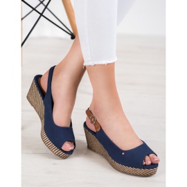 SHELOVET Sandalias de cuña clásicas azul 3
