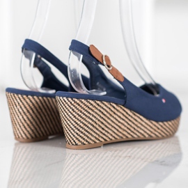 SHELOVET Sandalias de cuña clásicas azul 5