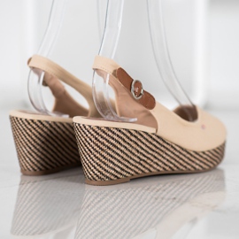 SHELOVET Sandalias de cuña clásicas marrón 4