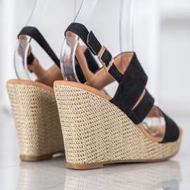Small Swan Sandalias negras en cuña negro 3