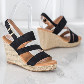 Small Swan Sandalias negras en cuña negro 4