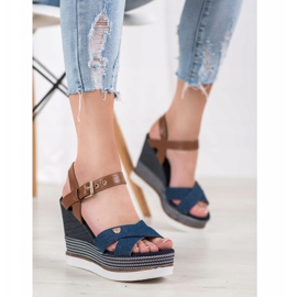 SHELOVET Sandalias de cuña azul 3