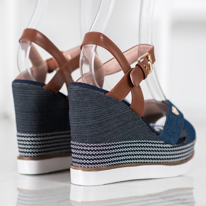 SHELOVET Sandalias de cuña azul 1 SHELOVET Sandalias de cuña azul 1