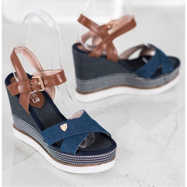 SHELOVET Sandalias de cuña azul 2