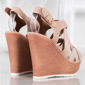 Comer Sandalias de cuña de moda beige 2