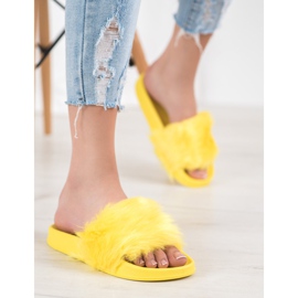 SHELOVET Zapatillas de Goma con Piel amarillo 6