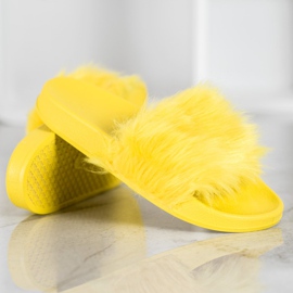 SHELOVET Zapatillas de Goma con Piel amarillo 3