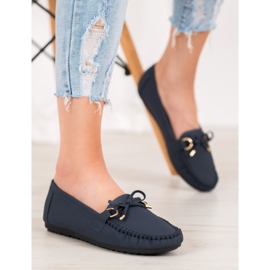 Diamantique Mocasines de cuero ecológico azul marino 1