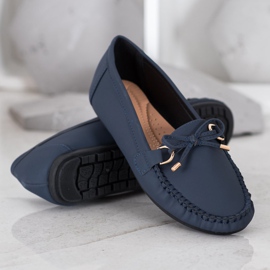 Diamantique Mocasines de cuero ecológico azul marino 3