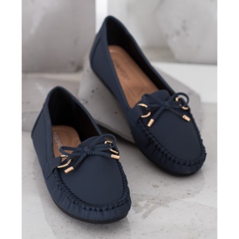 Diamantique Mocasines de cuero ecológico azul marino 4