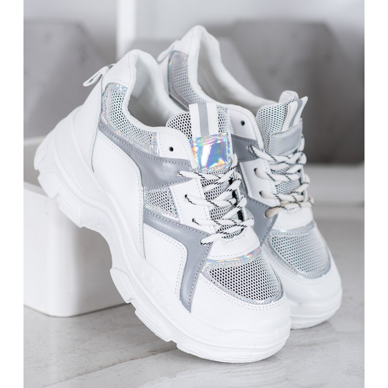 Sweet Shoes Zapatillas atadas blanco gris 1