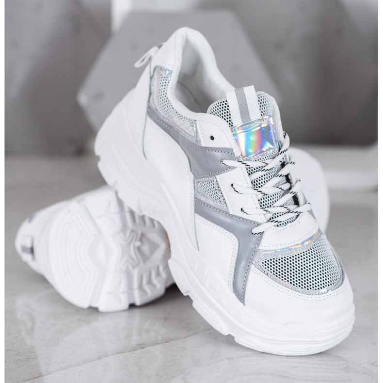 Sweet Shoes Zapatillas atadas blanco gris 2