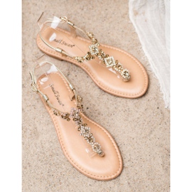 Small Swan Sandalias Chanclas Con Circonita dorado 2 Small Swan Sandalias Chanclas Con Circonita dorado 2
