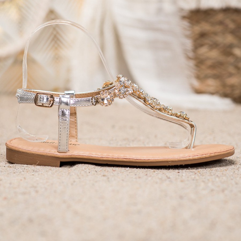 Small Swan Sandalias Chanclas Con Circonita gris 2 Small Swan Sandalias Chanclas Con Circonita gris 2