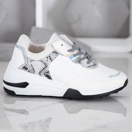 SHELOVET Zapatillas con estampado de serpiente blanco multicolor 5
