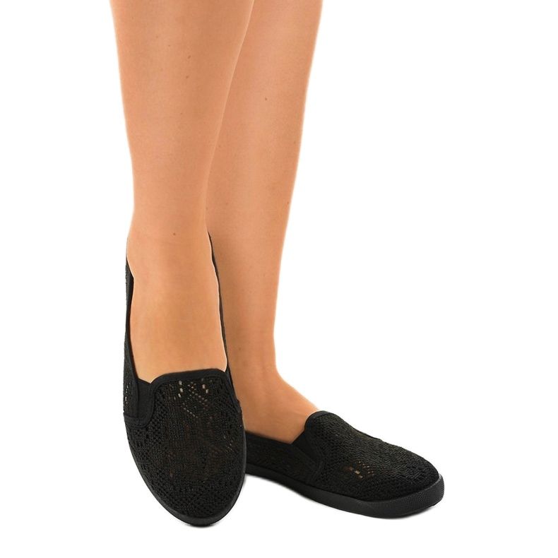 Zapatillas negras sin cordones caladas HJ1709 negro 1