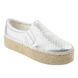 Alpargatas plateadas sin cordones 6140 gris 1