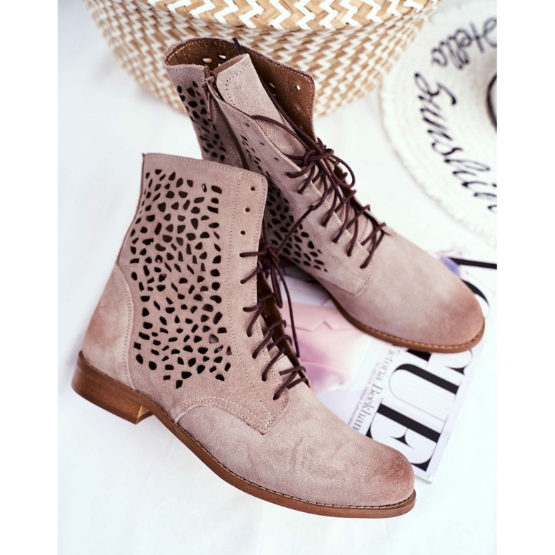 Nicole Botas de piel para mujer Cappucino Meridan beige 1