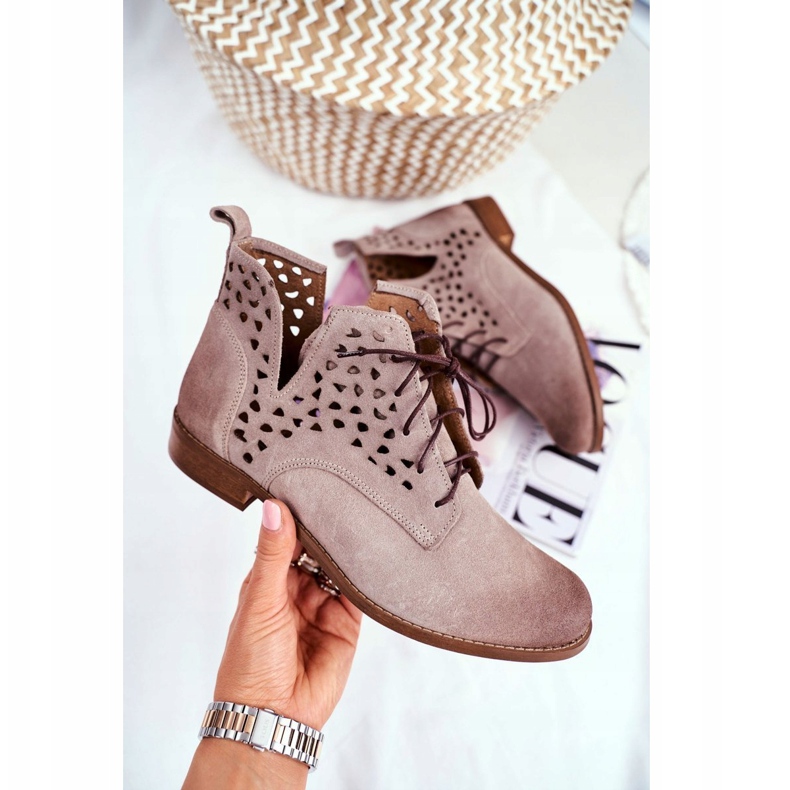 Nicole Botas de Piel Mujer Cappucino Low Meridan beige 1