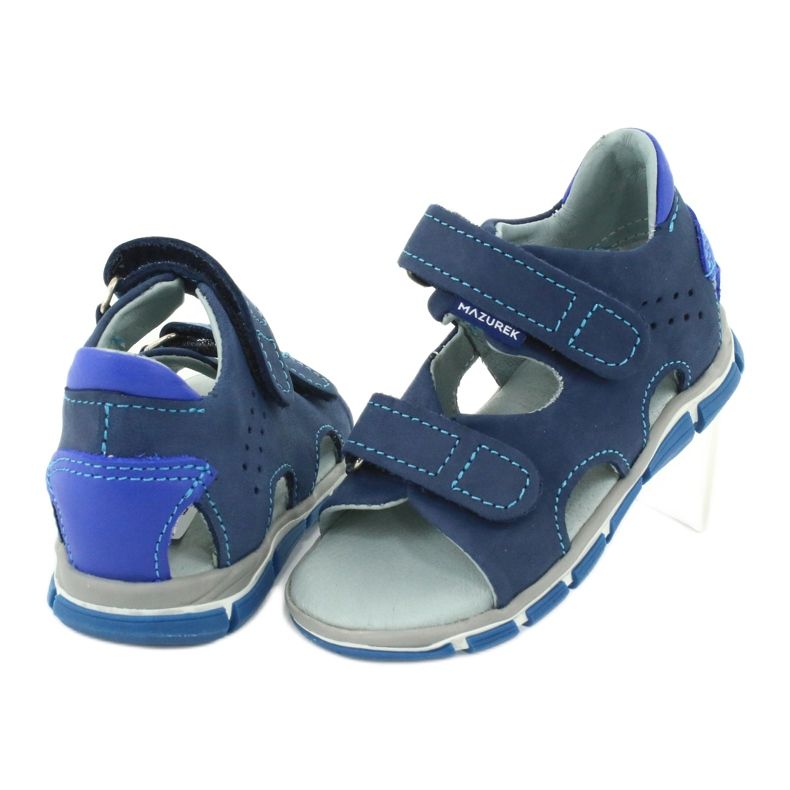 Mazurek Chicos de cuero con azul marino Velcro 314 3